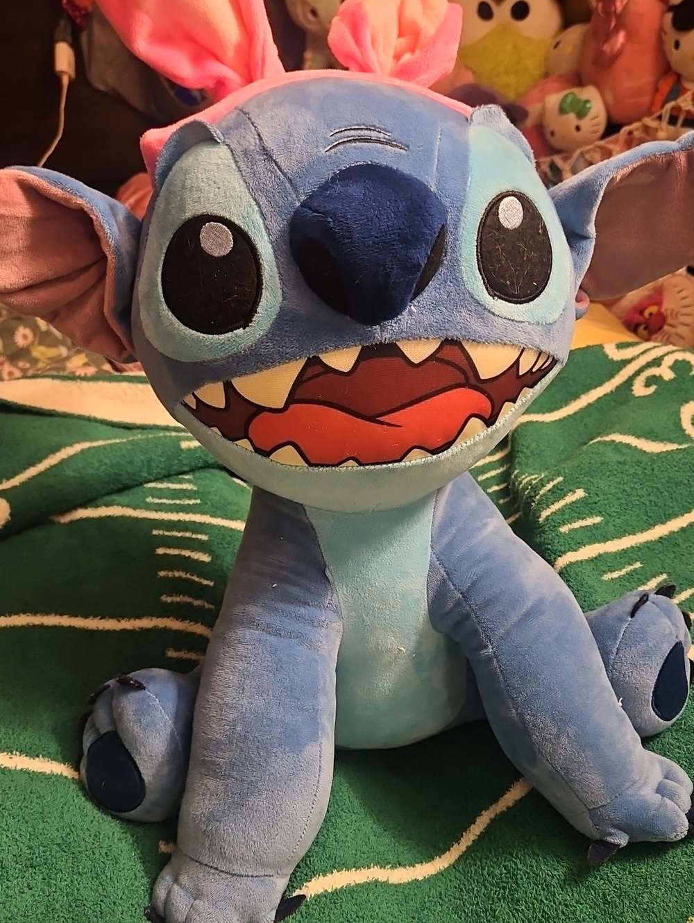 Disney Blue and Pink Stitch Plush with Big Smile